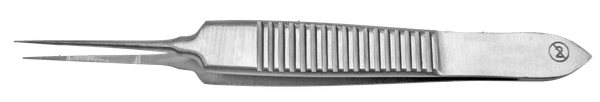 Micro-Irispinzette mit Halteplatte, extra-fein, Länge 95 mm
